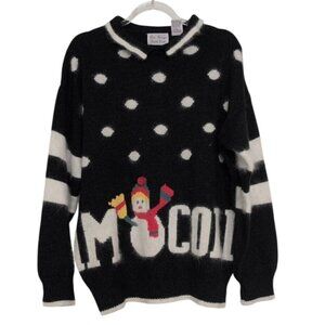 Vintage Palm Springs Yacht Club I'm Cold Sweater Womens Size 22W Black Snowman